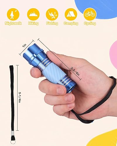 Miniatura 3 de Everbrite 4 mini linternas LED de aluminio, colores surtidos, con asa. Brilla en la oscuridad.