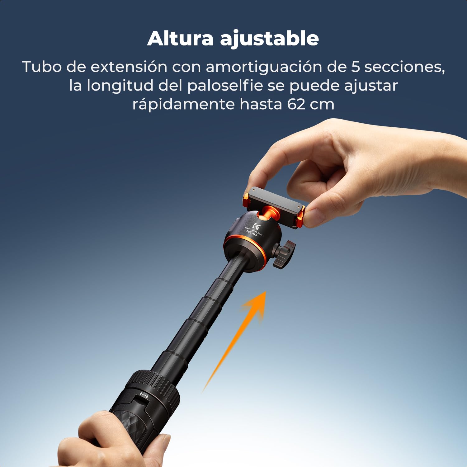 K&F CONCEPT Palo Selfie Trípode de 65 cm para dji Osmo Nano/Osmo Action 6, Monopie Selfie Extensible, Palo Selfie de Cierre Magnético Rápido con Cabeza Esférica de 360°, Soporte/Vlog para Vlogging