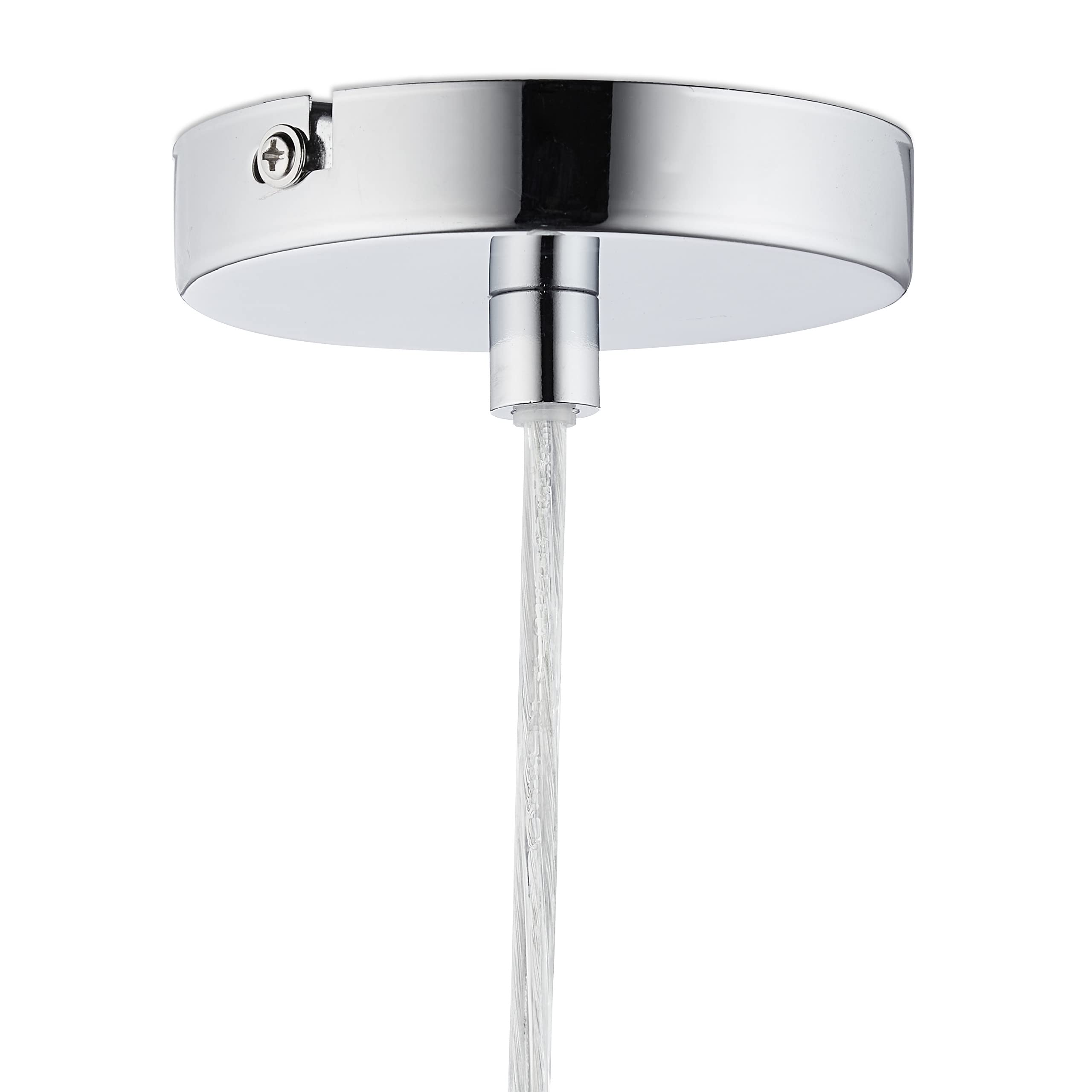 Relaxdays Lampadario a Sospensione, Paralume in Vetro, Cavo Regolabile, HD 130x22 cm, Attacco E27, Sala, Cucina, Grigio