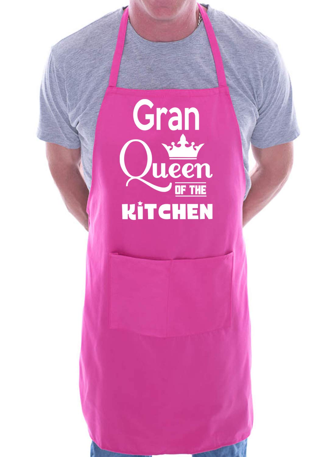 Print4U Gran Is Queen Of The Kitchen Chef Apron Cooking Novelty Baking Gag Gift Present Ladies Pink
