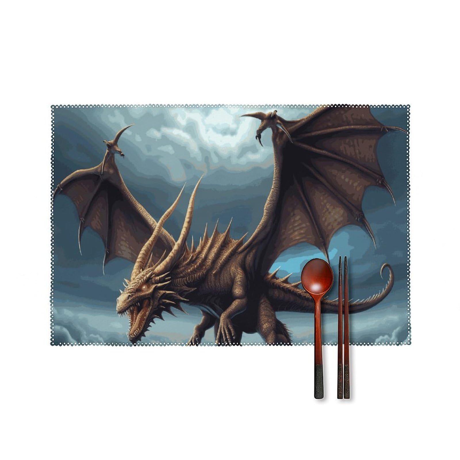Sets de table infroissables et faciles à nettoyer avec imprimé dragon lot de 6