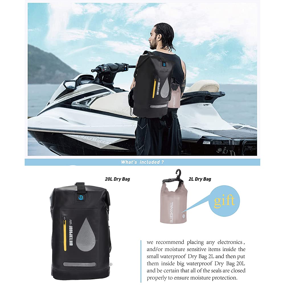 Blueshyhall Mochila seca impermeable, bolsa de almacenamiento enrollable para viajes, kayak, rafting, barco, pesca, camping y playa