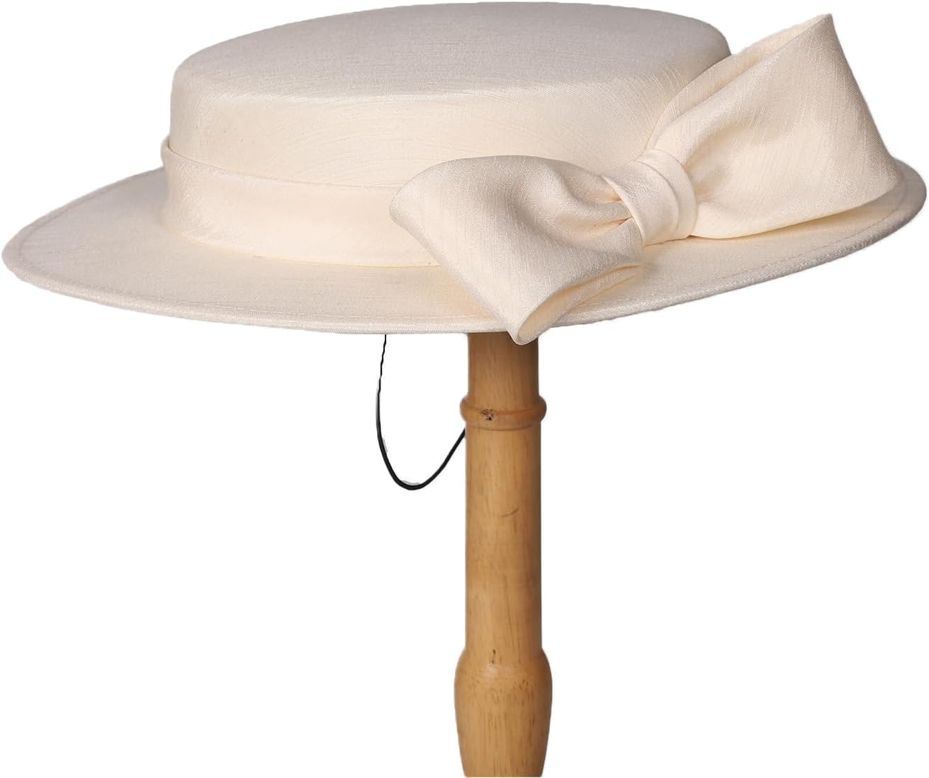 Wide Brim Church Hat for Women - Elegant Kentucky Fascinator with Bow,Bridal Wedding Tea Party Formal Flat Top Derby Hats - Image 9