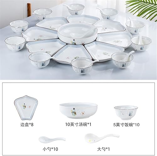 Miniatura 2 de ZHUHW - Juego de vajilla de cerámica para el hogar juego de vajilla de reunión cuencos de sopa platos de cena