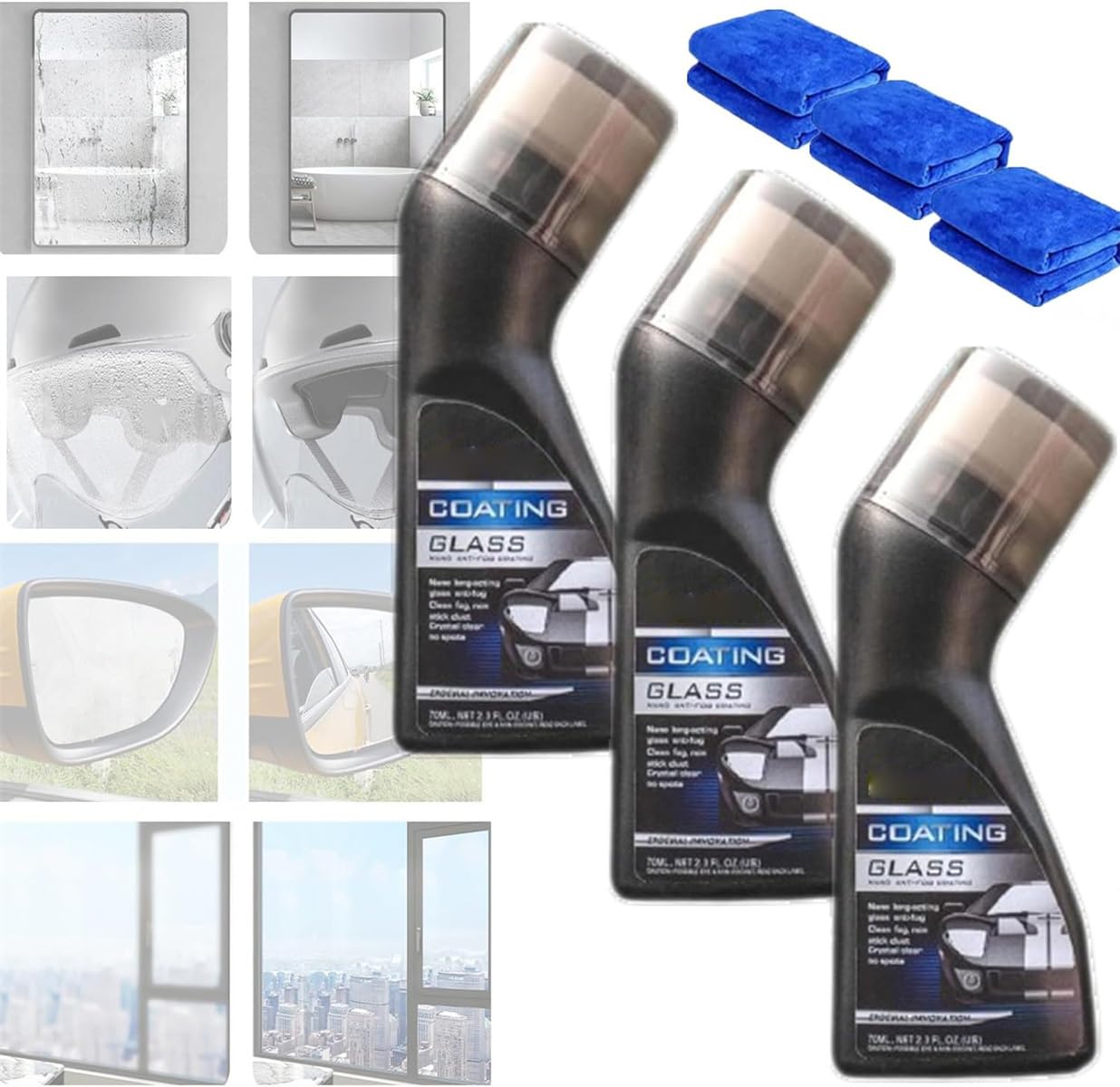 Magic Gem Coating Glass, Magic Gem Anti-Fog Coating, Anti Fog For Car Windshield, Micro-Molecular Anti-Fog Coating Agent Wiper, For Car Windshield, Windows, Mirrors, Glasses, Swim Goggles (3)