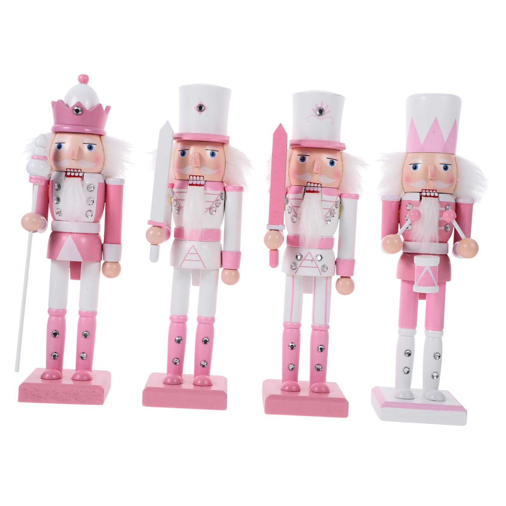VOSAREA 4pcs Christmas Nutcracker Wooden Nutcracker Pink Nutcracker Xmas Desktop Nutcracker Wood Desktop Nutcracker Christmas Decorations Wood Nutcracker Craft Christmas Tree Gift Child