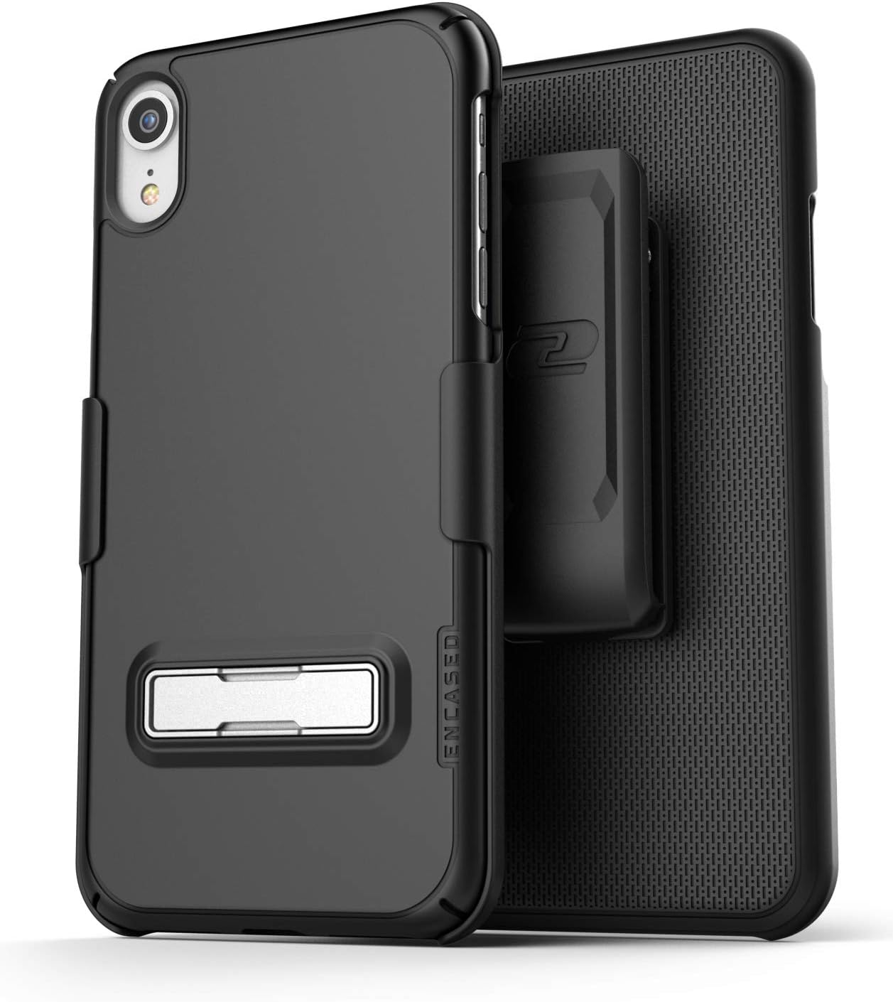 Encased iPhone XR Belt Clip Case with Kickstand (2018) Slimline Series w/Swivel Holster (Black)