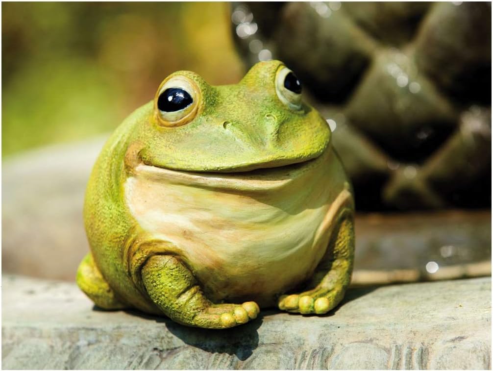Evergreen Garden Cute Portly Frog 6" Tall Outdoor Statue and Secret Key Holder | Weatherproof and Outdoor Safe | Garden Sculpture | Porch Garage or Patio Home Decor