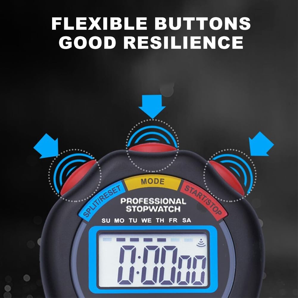 Lot De 2 Chronomètres Numériques Multifonctions Avec écran LCD Pour Le Sport, La Course, La Natation, Noir/blanc