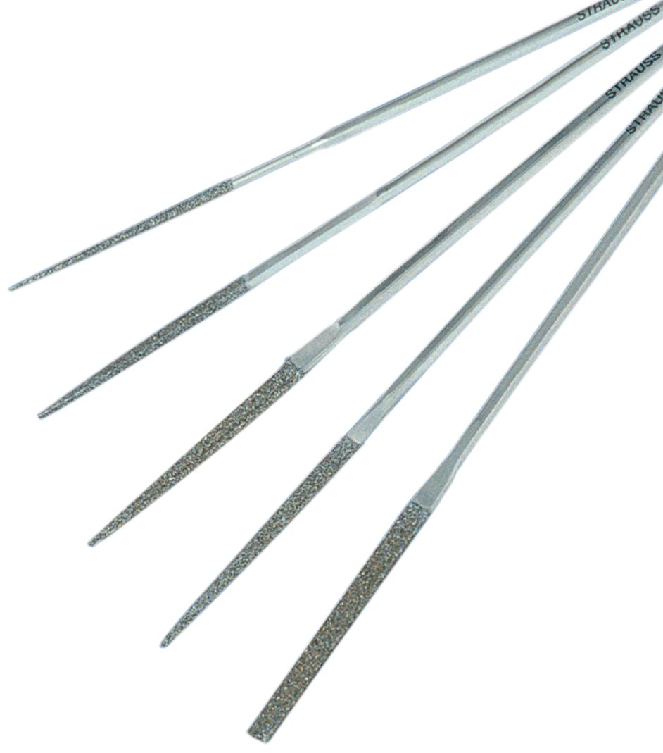 Strauss 5 Piece Hand File Set, Diamond Grit, Medium, 140mm Length