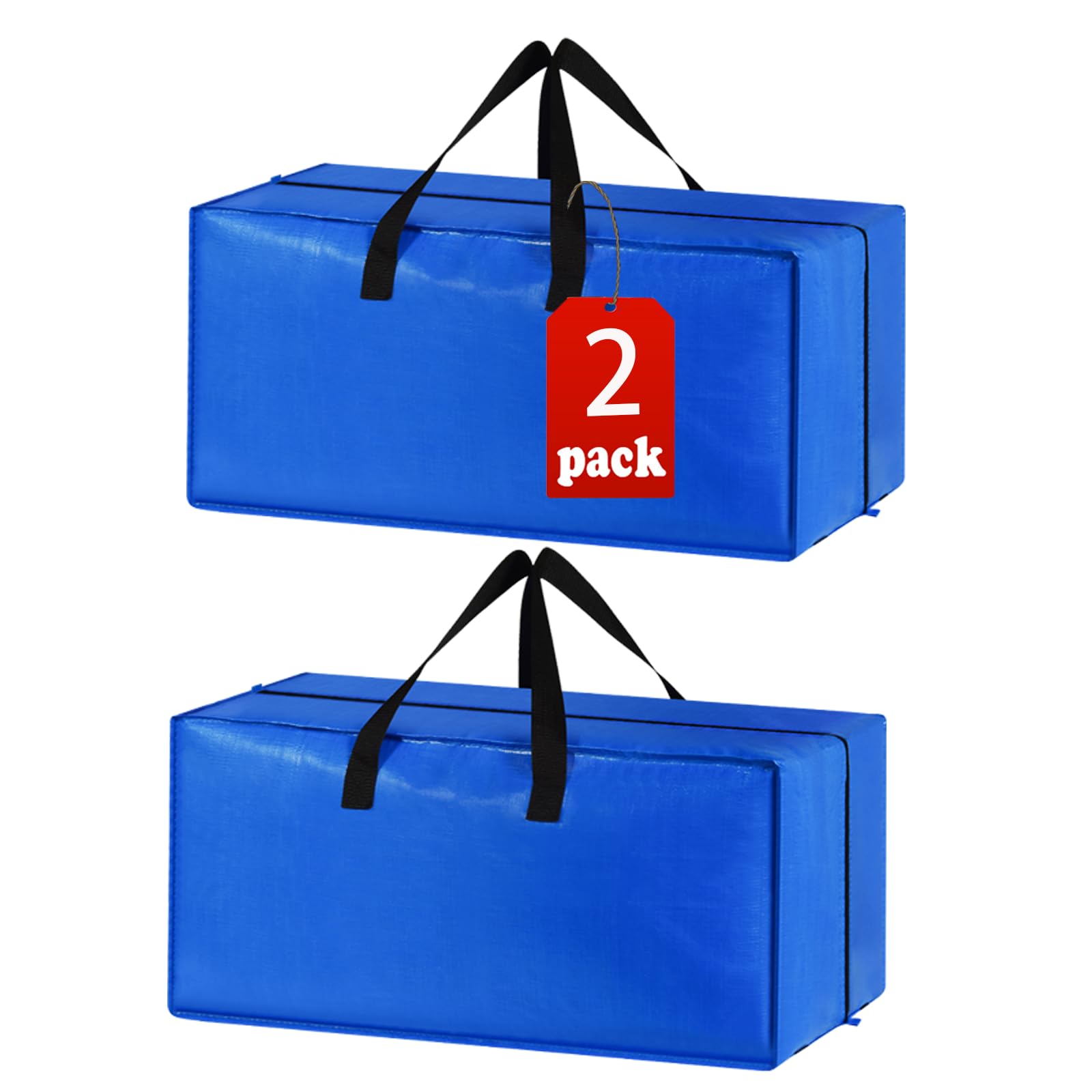 2 Pack Heavy Duty Extra Large Moving Bags Storage Tote - Strong Handles& Backpack Straps - Space Saving Storage Bags Alternative to Moving Boxes and Bins,Compatible with Ikea Frakta Cart, Blue