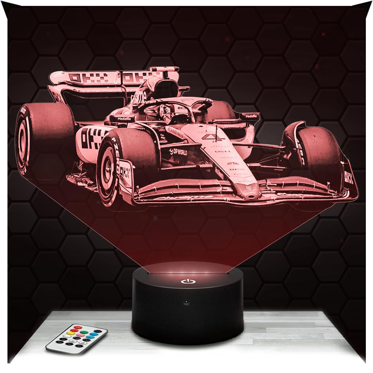 Lampephoto.fr - McLaren F1 3D Lamp, Night Light 3D LED Illusion Lamp, Decoration Formula 1 Single-Seater F1 Driver, Gift idea for Boy's Room, Night Light for Children's Bedroom, Gifts Merchandising