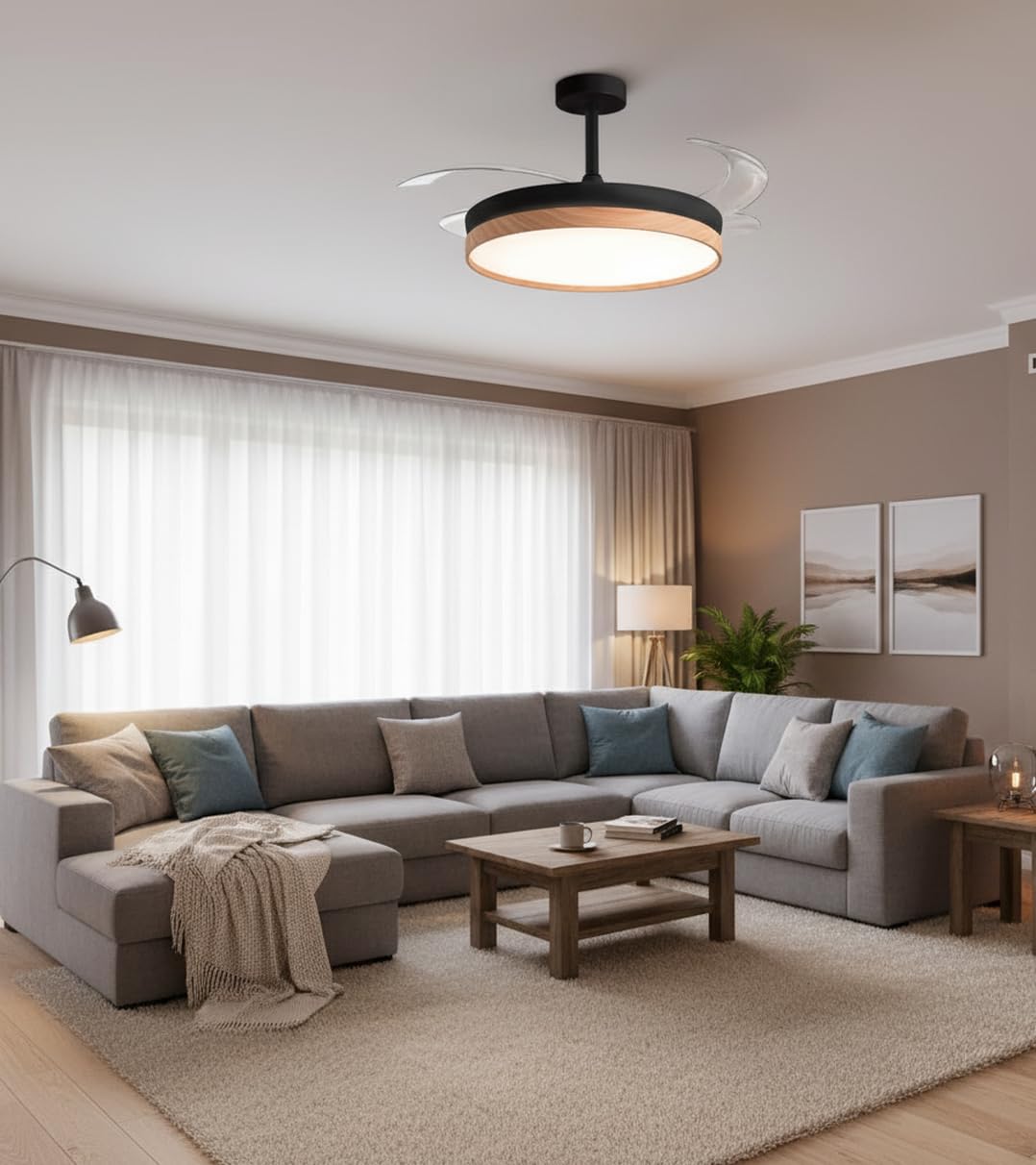 BEL AIR HOME - Ventilatore da Soffitto Cosmos - Motore DC Silenzioso - Luce LED Regolabile 36W 3000K/4000K/6500K - Telecomando e Modalità Inverno - Metallo, Nero