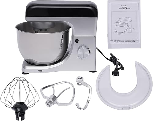 Miniatura 9 de PaNeTnya Mezclador de pie de acero inoxidable de 110 V 1000 W, mezclador eléctrico de masa de pan, 8 velocidades 4.5L4.8Qt Mezclador de pie de