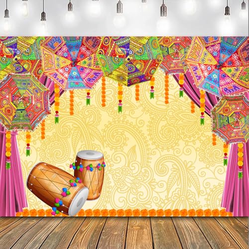 8x6FT Indian Pooja Traditional Wedding Backdrop Orange Flower Marigold Hindu