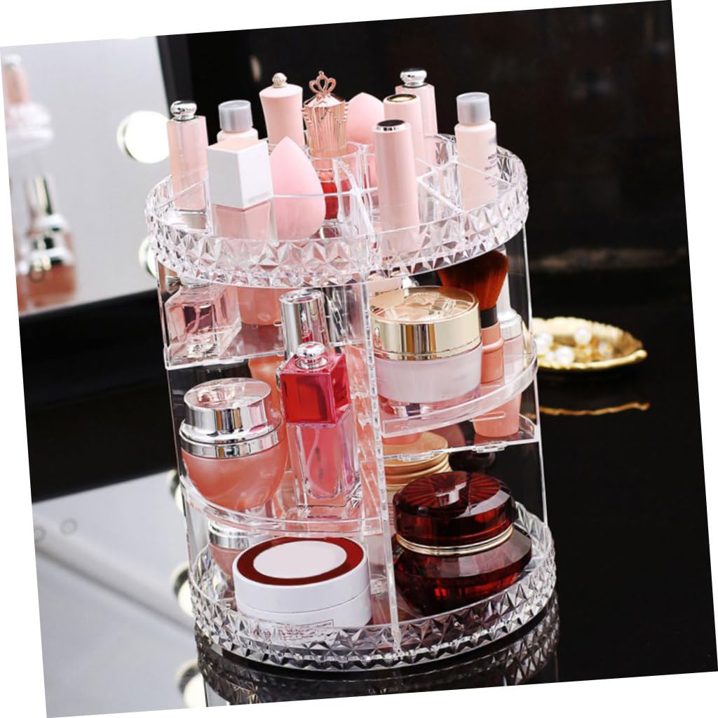 360grado Acrylic Cosmetic Storage Box Con Stand Rotante Gradi Organizer Per Make-up Con Design Diamante Per Vanity Bagno e Ufficio