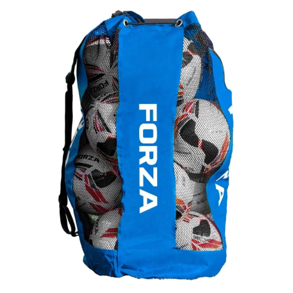 FORZA Premier Ball Carry Bag | Drawstring Football, Basketball, Netball & Volleyball Mesh Bag | 5 Colours - Heavy Duty Equipment Holdall | 12 Ball Capacity - New and Improved Design 2026 (Blue) โ image 1