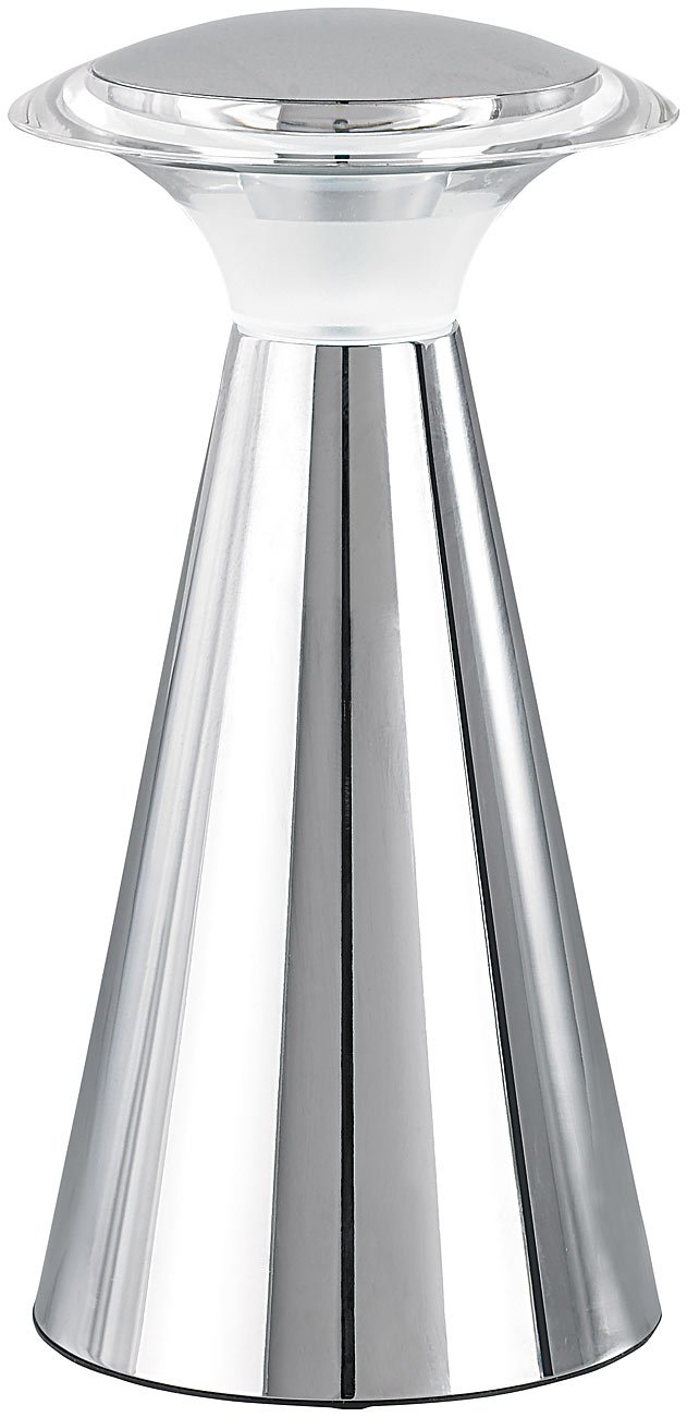Lunartec Nachttischlampen: Edelstahl LED-Tischleuchte, 2er Set (Tischlampe LED Batterie, Tischlampe batteriebetrieben, Laterne)