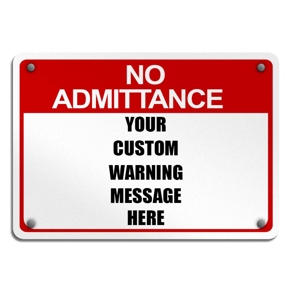 Aluminum Weatherproof Metal Sign Multiple Sizes No Admittance Blank Write-On Landscape Custom Instruction Text Here Horizontal Street, 12x8 Inch