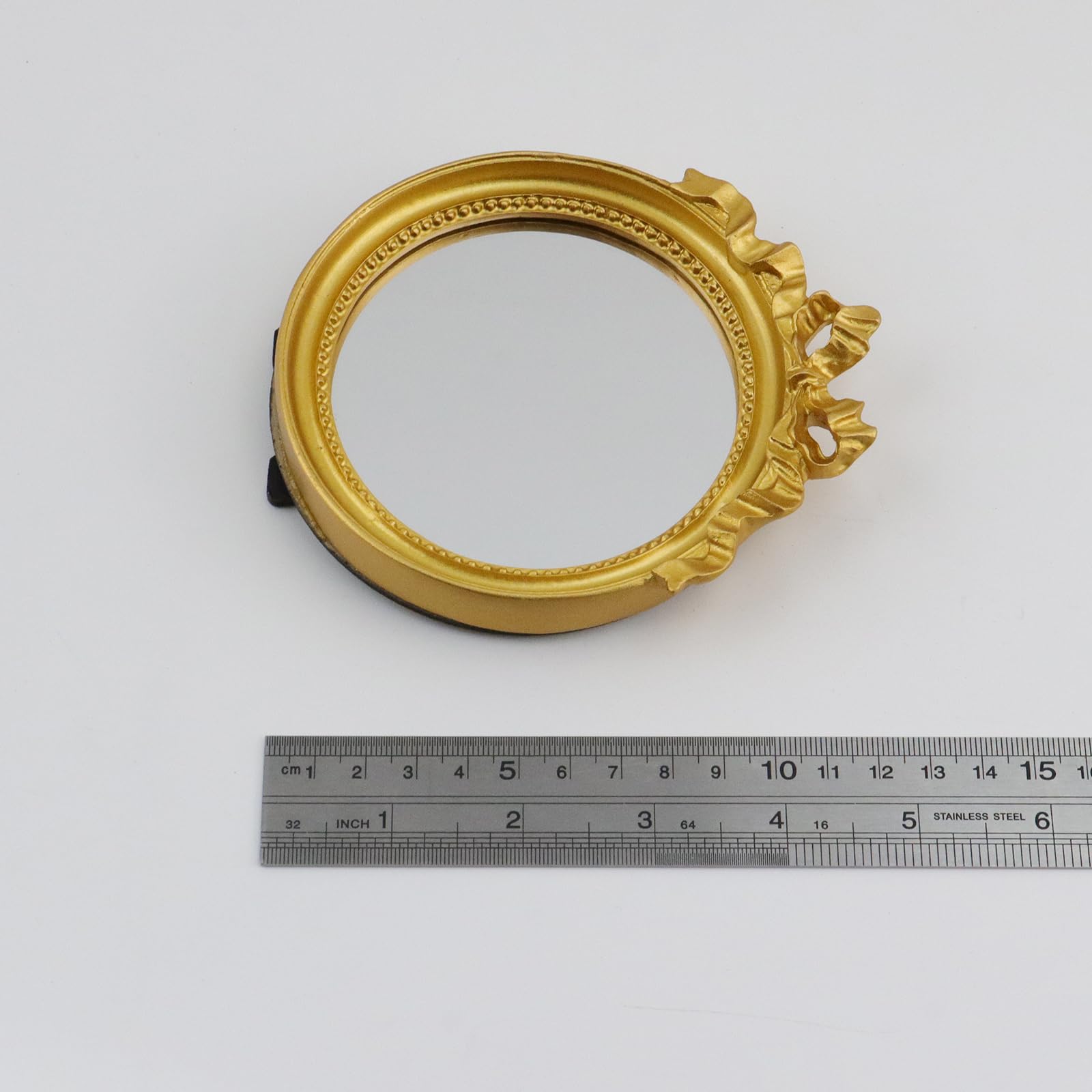 Espejo de pared vintage, espejo colgante decorativo de 4.2 pulgadas de diámetro, pequeño espejo de pared redondo dorado 8