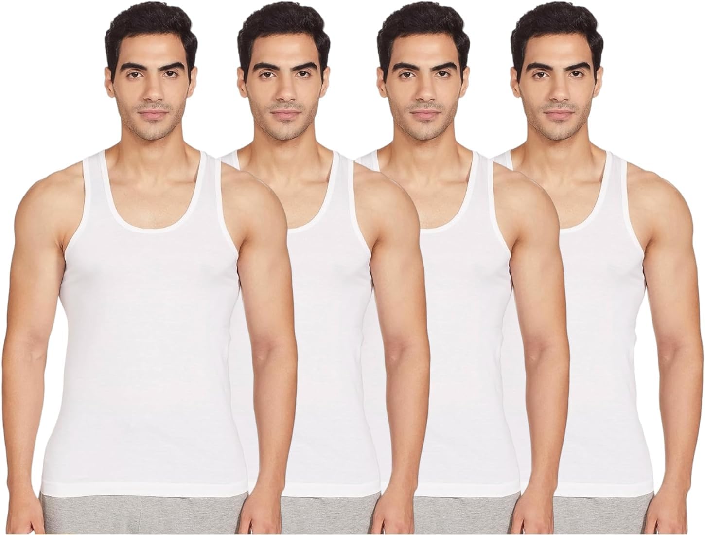 Men's Cotton Vests, Pack of 4, White, Tank Tops-picture-11
