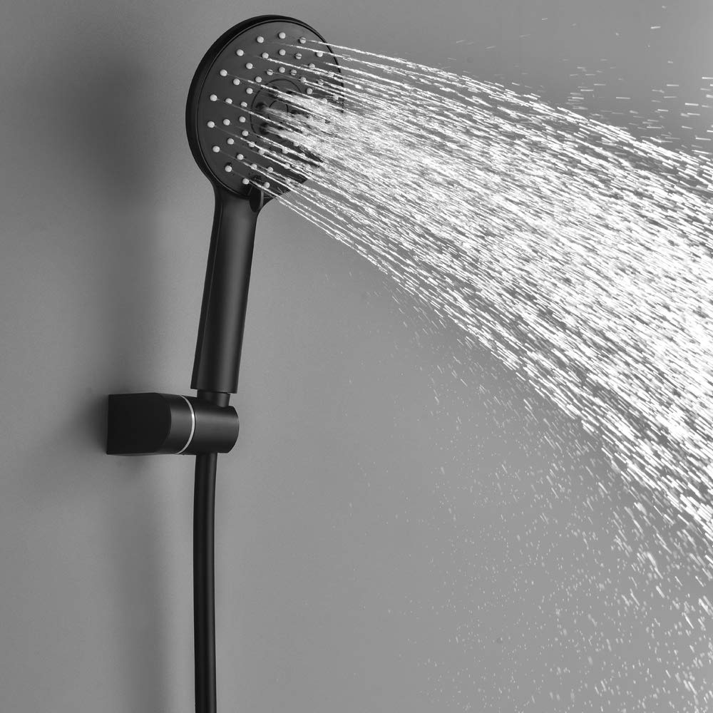 Nero Doccia Sistema Montaggio a Parete Colonna Doccia con Soffione Doccia, 3 Funzioni Soffione a Mano, Rubinetto per Vasca
