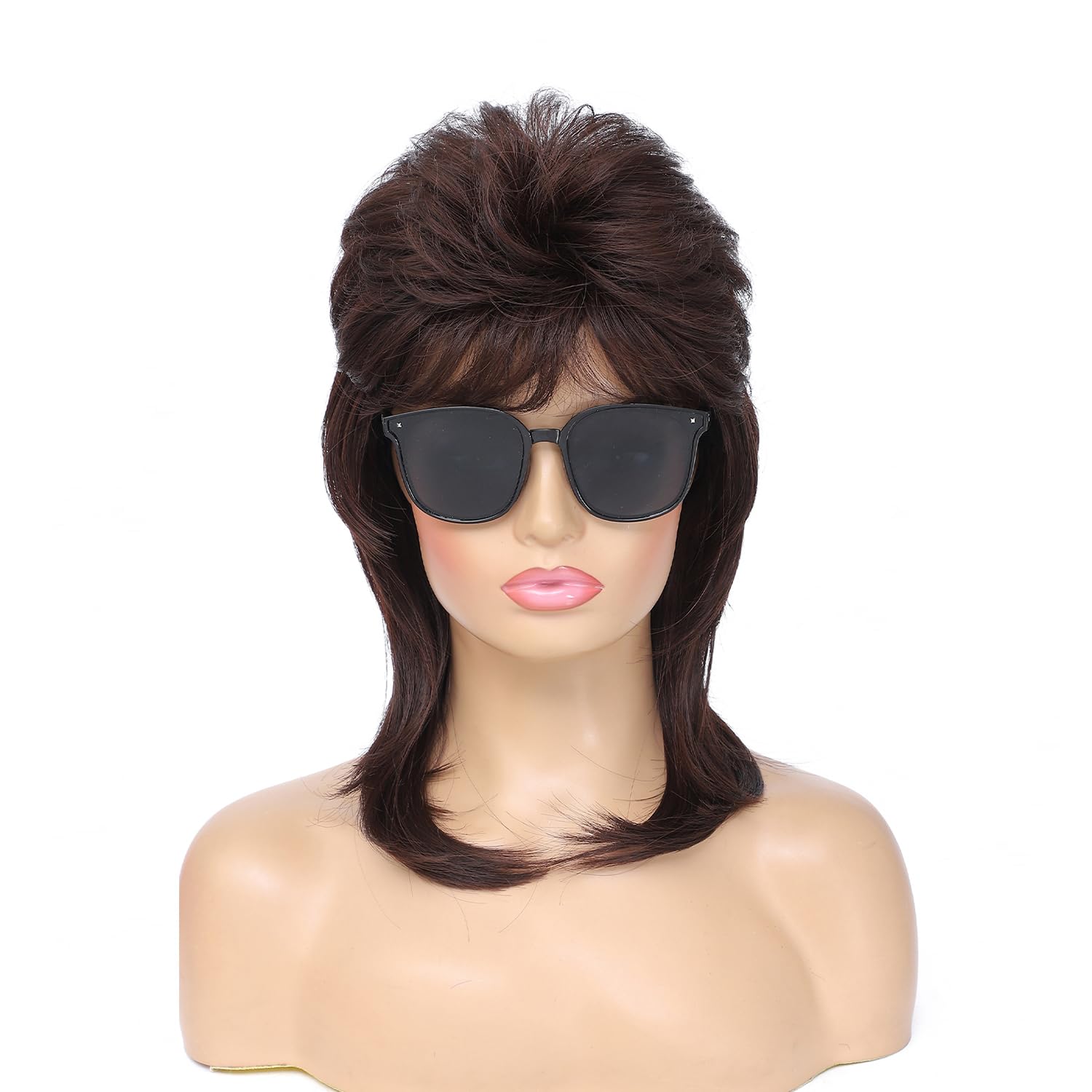 Adequate Mullet Wigs for Women,Joe Dirt,Emo Wig,80s 90s Costumes Fancy Party Accessory Cosplay Wig,Halloween Man x (Dark Brown)