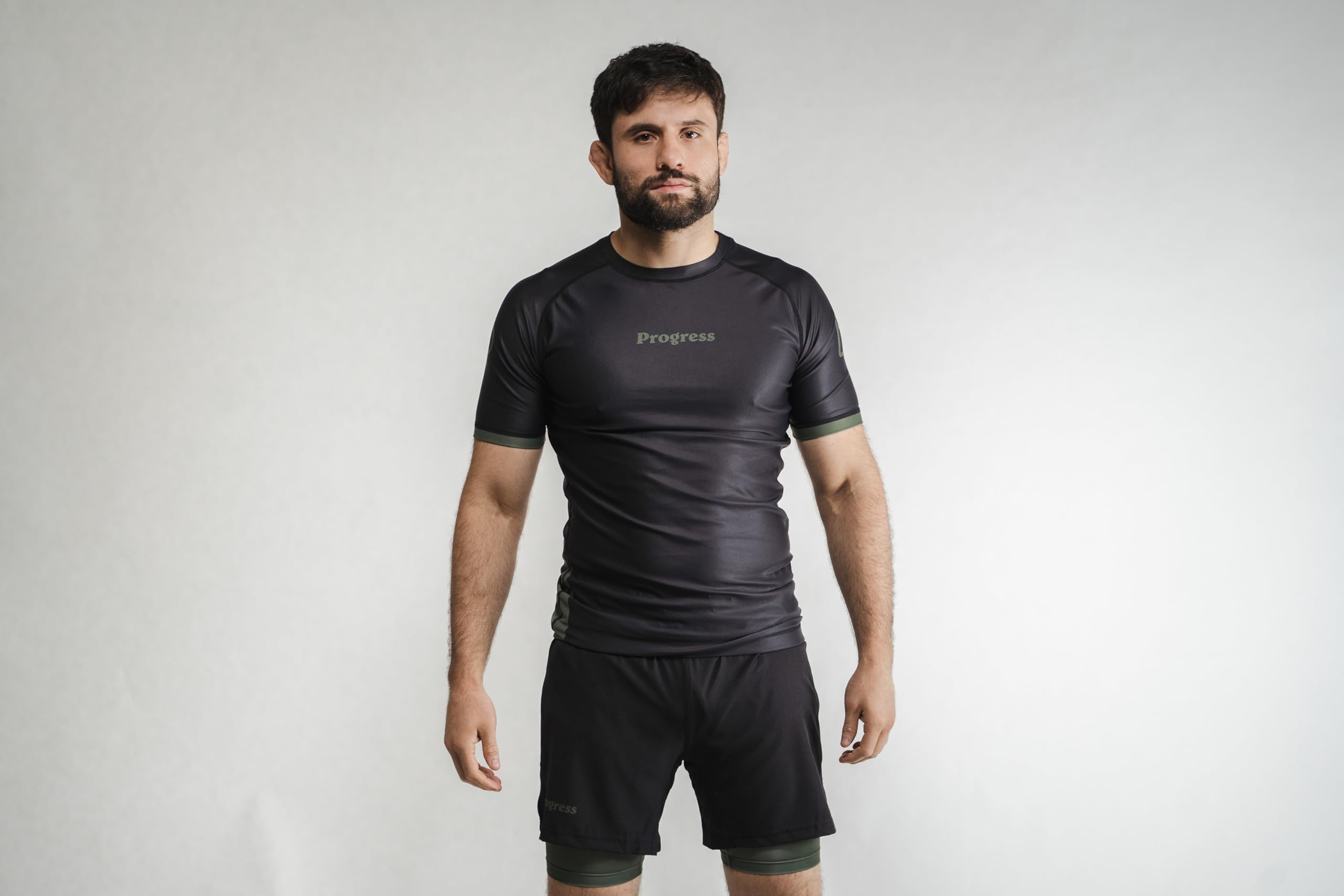 Progress Jiu Jitsu Academy - Rashguard a maniche corte, confortevole e resistente, protezione per il rash guard flessibile per grappling
