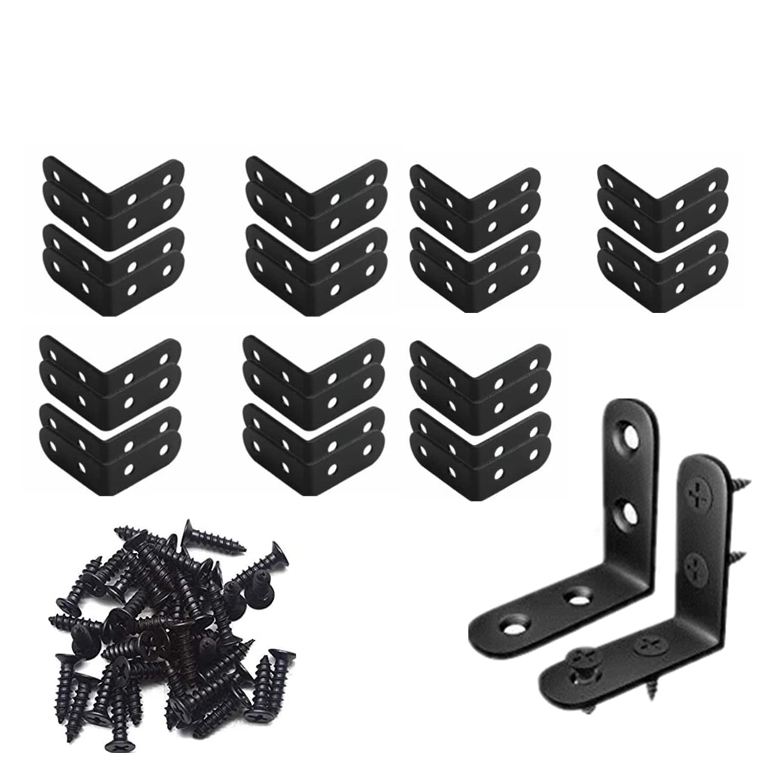 Wysummer Black Right Angle Bracket Corner Brace, 30Pcs Joint Bracket Fastener 90 Degree Metal Angle Brackets (Right Angle_40×40×16Mm)