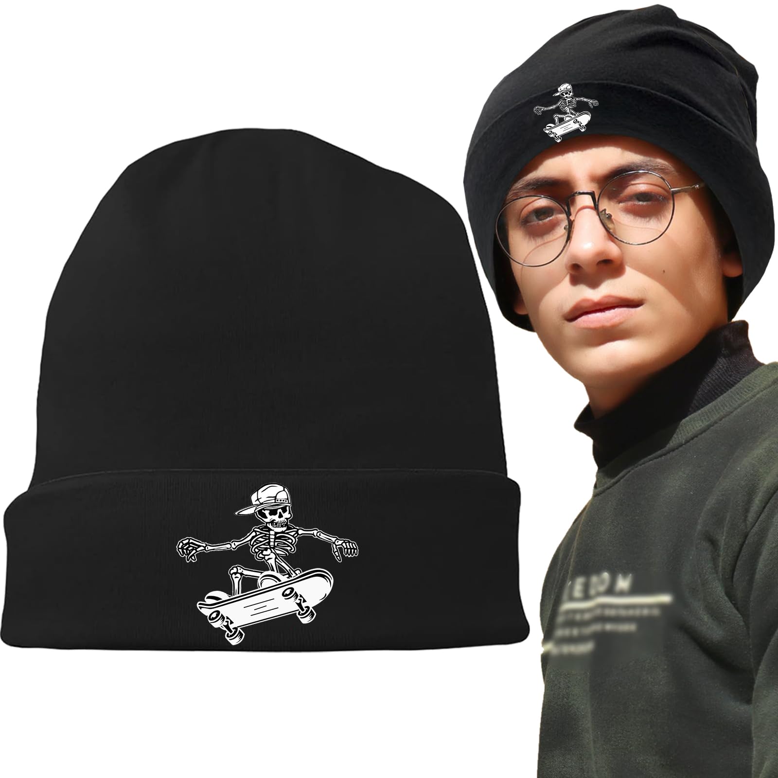 viofre Black Beanie for Men Skull Beanie Knitted Hat Mens Winter Hat Beanies Hats for Men Women