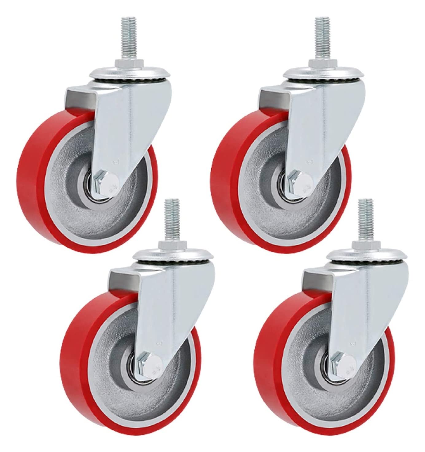 roulettes de Bureau, Lot de 4, pivotantes, à Noyau en Fer et en polyuréthane (PU), Roues de Rechange universelles