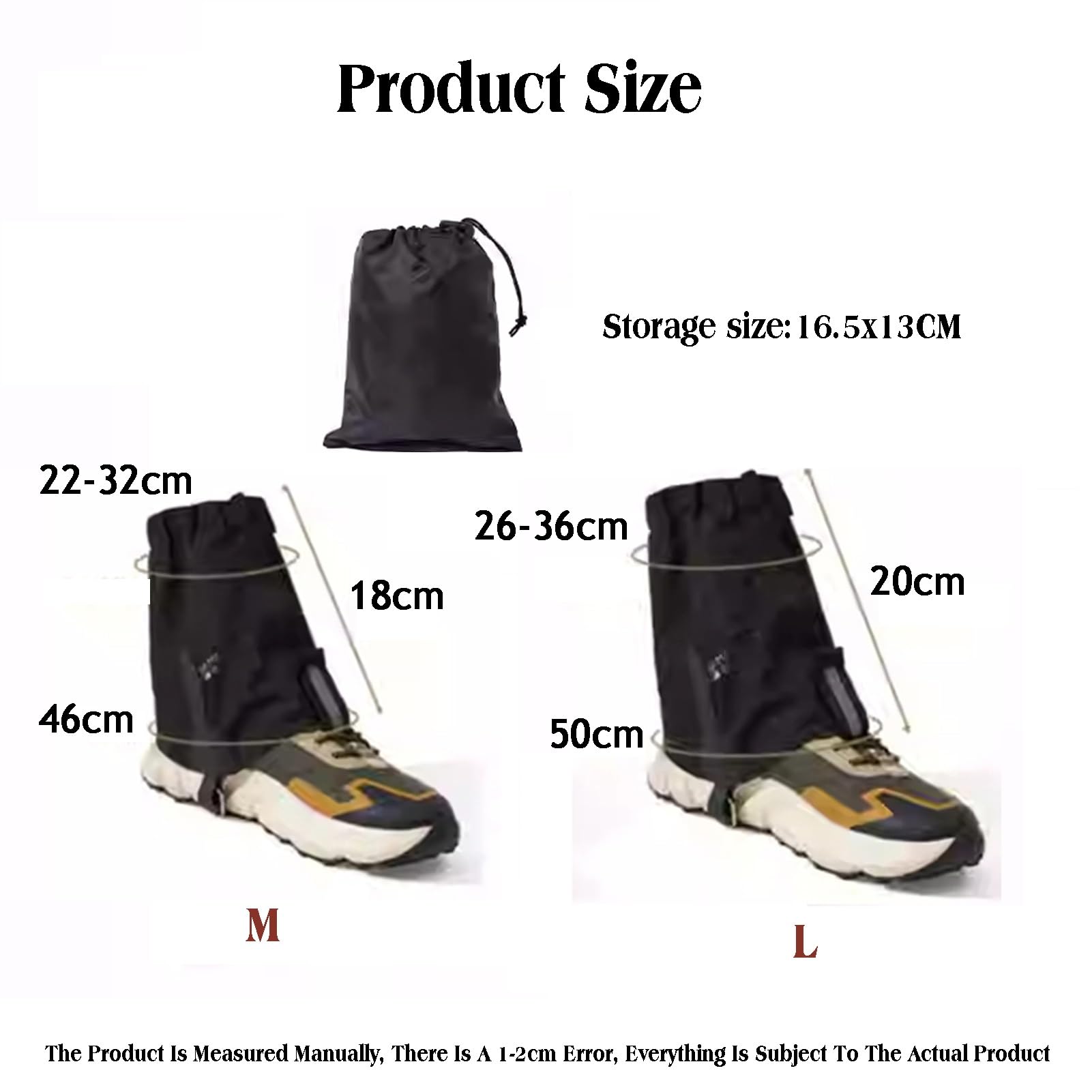 Genérico Polainas Bajas Ajustables For Botas De Nieve Con Bolsa Almacenamiento, Ideales For Senderismo, Caza, Arena Y Barro, Montañismo O Raquetas