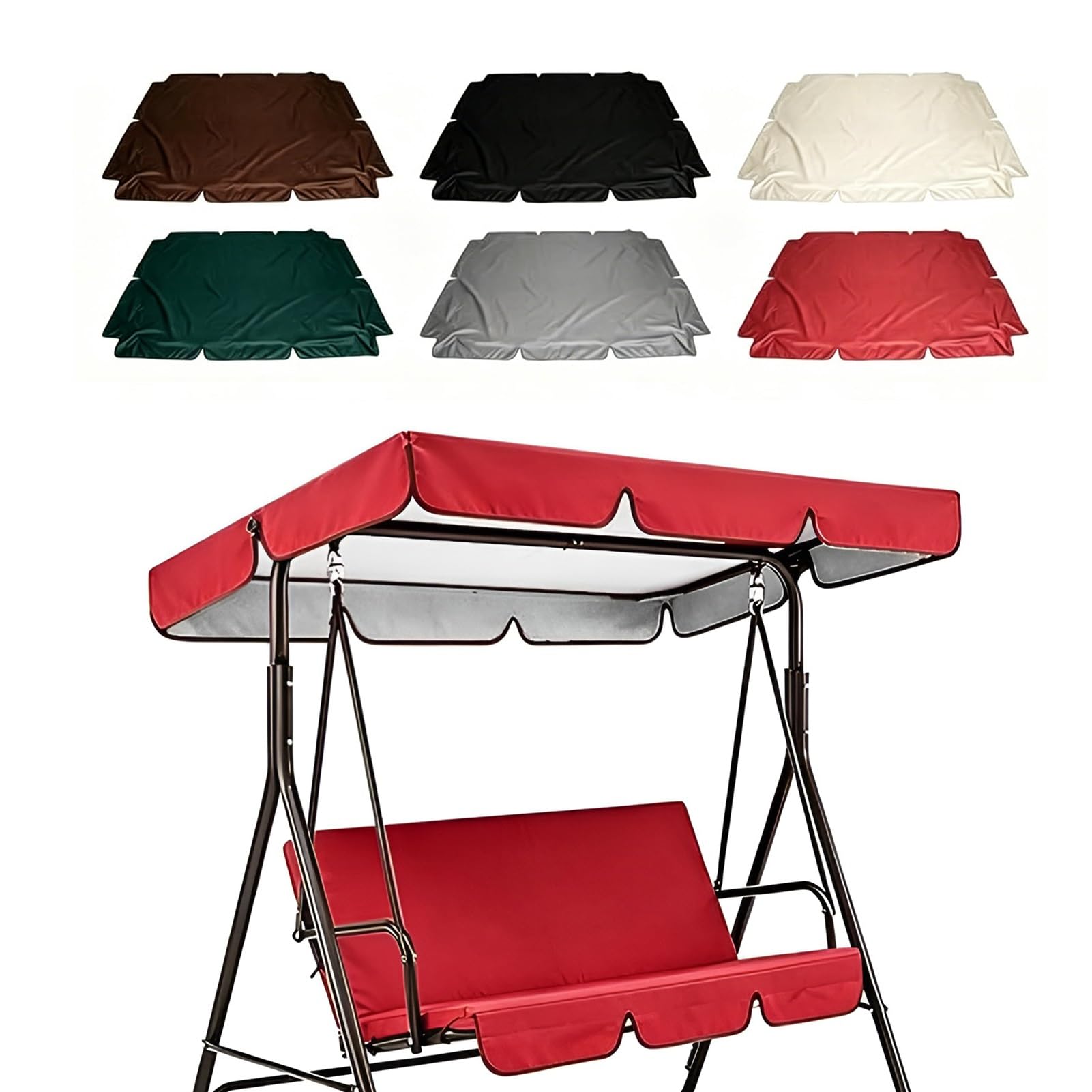 Toile de Rechange pour Balancelle, Toit de Balançoire 2 à 3 Places, pour Terrasse Jardin Extérieur Imperméable Anti-UV(Rouge,190x132x15cm)