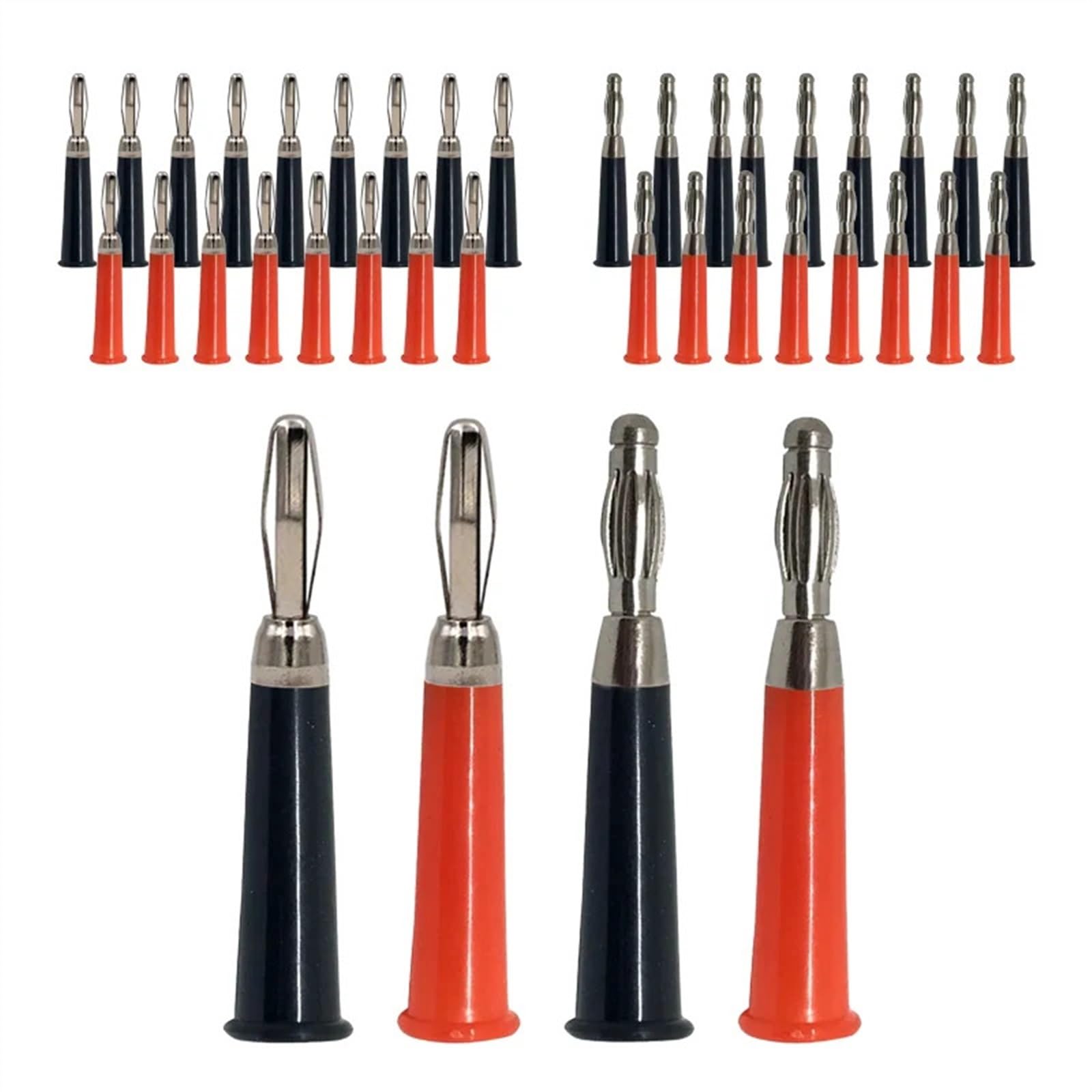 Connecteur de fiche Banane à vis, 40 pièces, 4mm, tête Banane en Plastique nickelé, Couleur argenté, Noir et Rouge (Color : B 20Red 20Black)