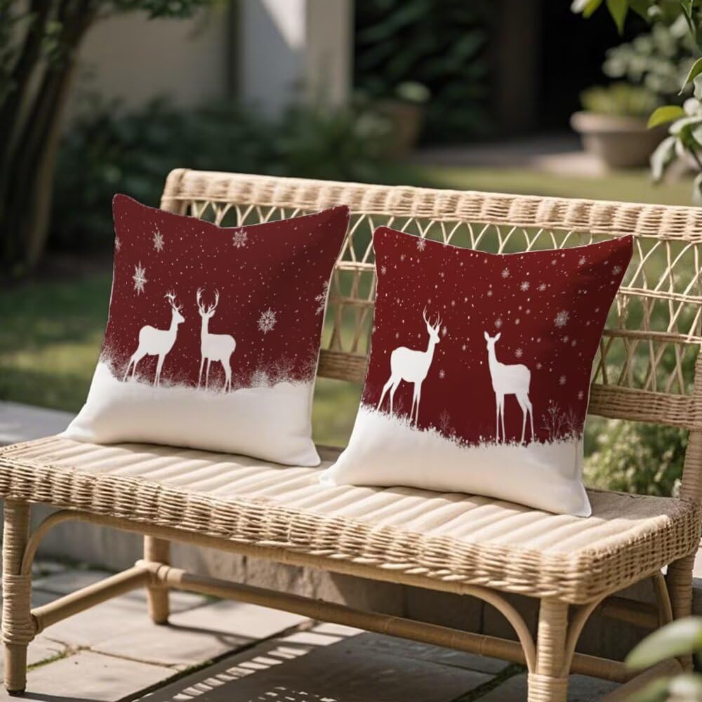 Kissenbezug 70 x 70 cm Rot Kissen Weihnachten,Sofakissen Superweicher Kopfkissenbezug Dekorative Kissenbezüge 2er Set,Kissenhülle mit ReißVerschluss Deko Kissen für Couch Wohnzimmer Schlafzimmer q481