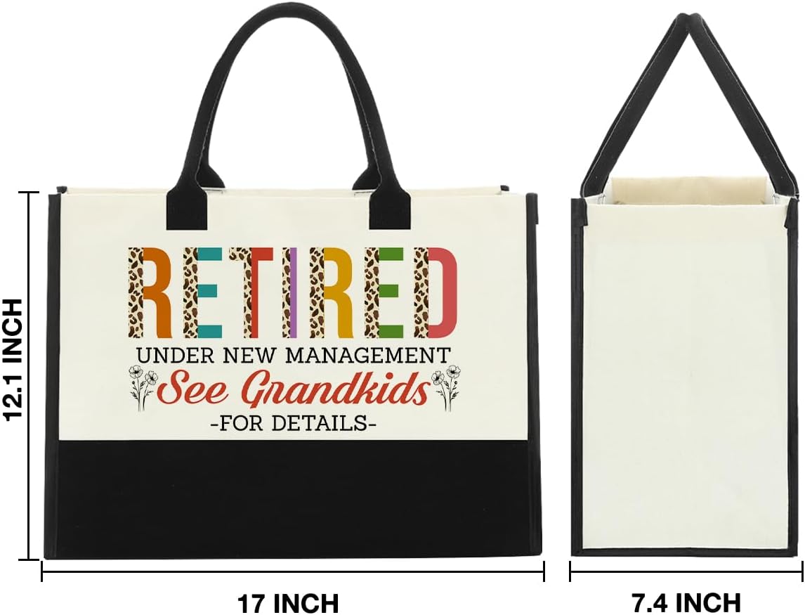 Retirement Gifts for Women, Retired Gifts for Grandma Nana Gigi, Funny Retirement Grandma Canvas Tote Bag for Women Shopping Grocery Bag - Image 4