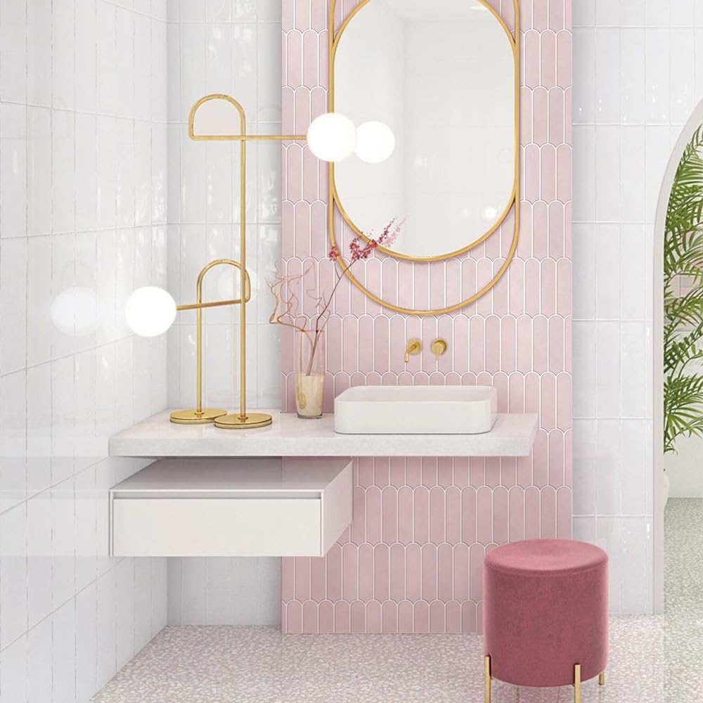 COMATICKC Piastrelle Adesive per Cucina, 10 Pezzi 30x30 cm, PVC Rosa Paraschizzi Cucina Mattonelle Adesive Bagno Soggiorno - Pannelli 3D Decorativi, Facili da Installare Stacca & Attacca