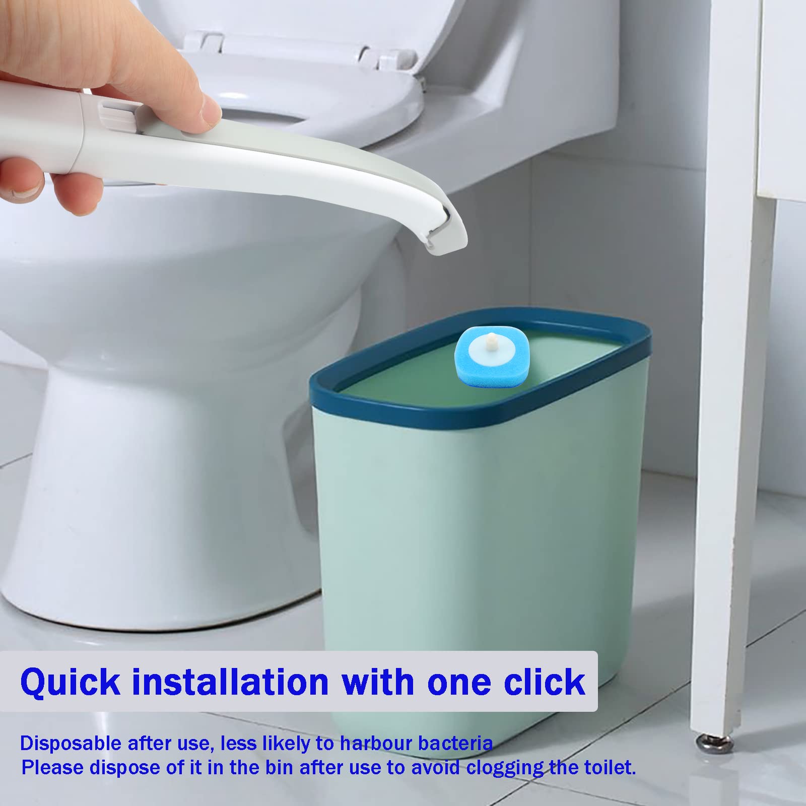 Eyliden 2-in-1 WC-Bürste & Kolben Set – Mit 10 Nachfüllköpfen, 3-stufigem Saugnapf, Weiß