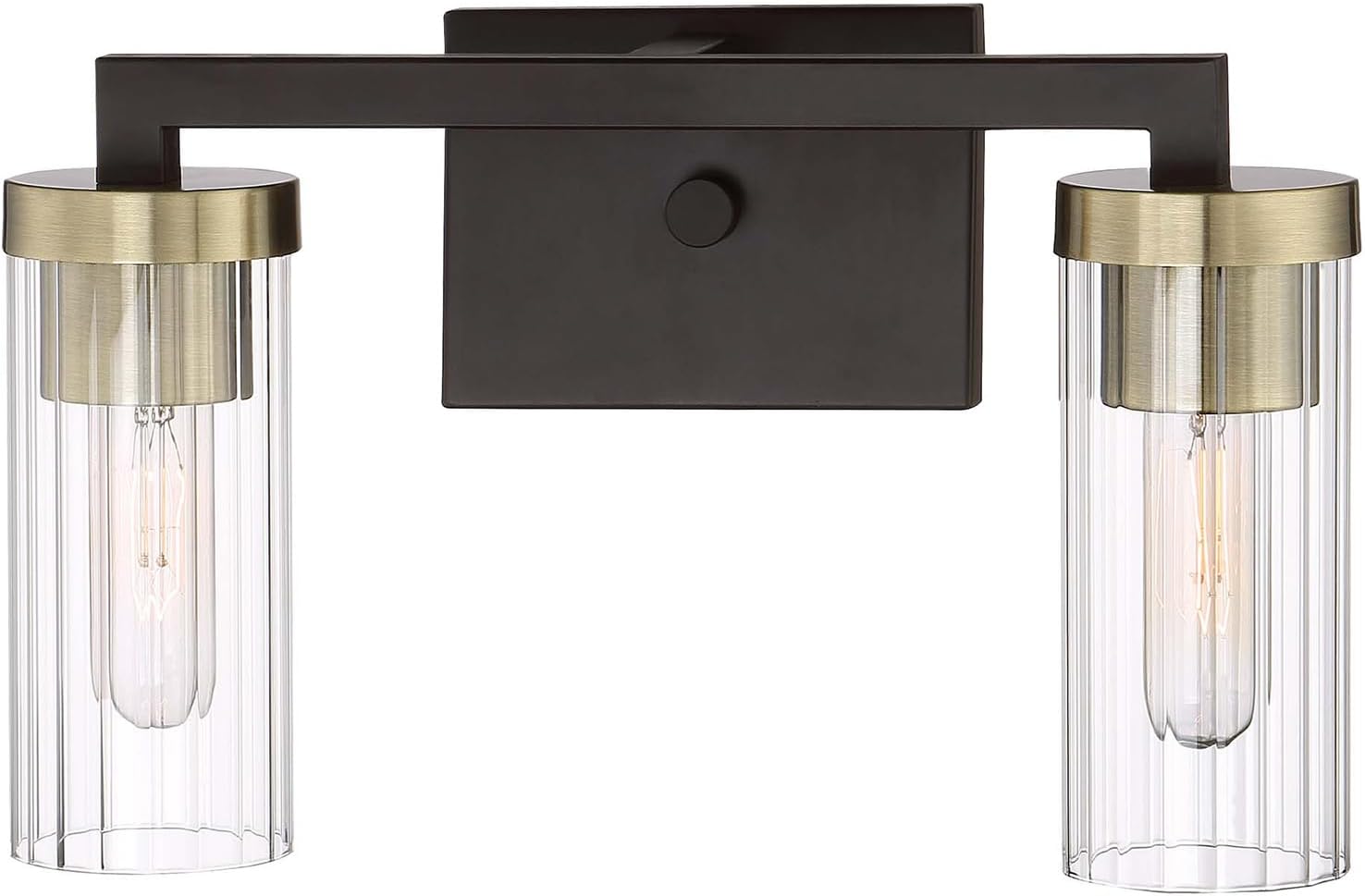 Minka Lavery 3042-560 Ainsley Court Vanity Bath Light, 2-Light, 120 Total Watts, 15-in H x 9.25-in W, Aged Kinston Bronze with Brushed Brass Highlights