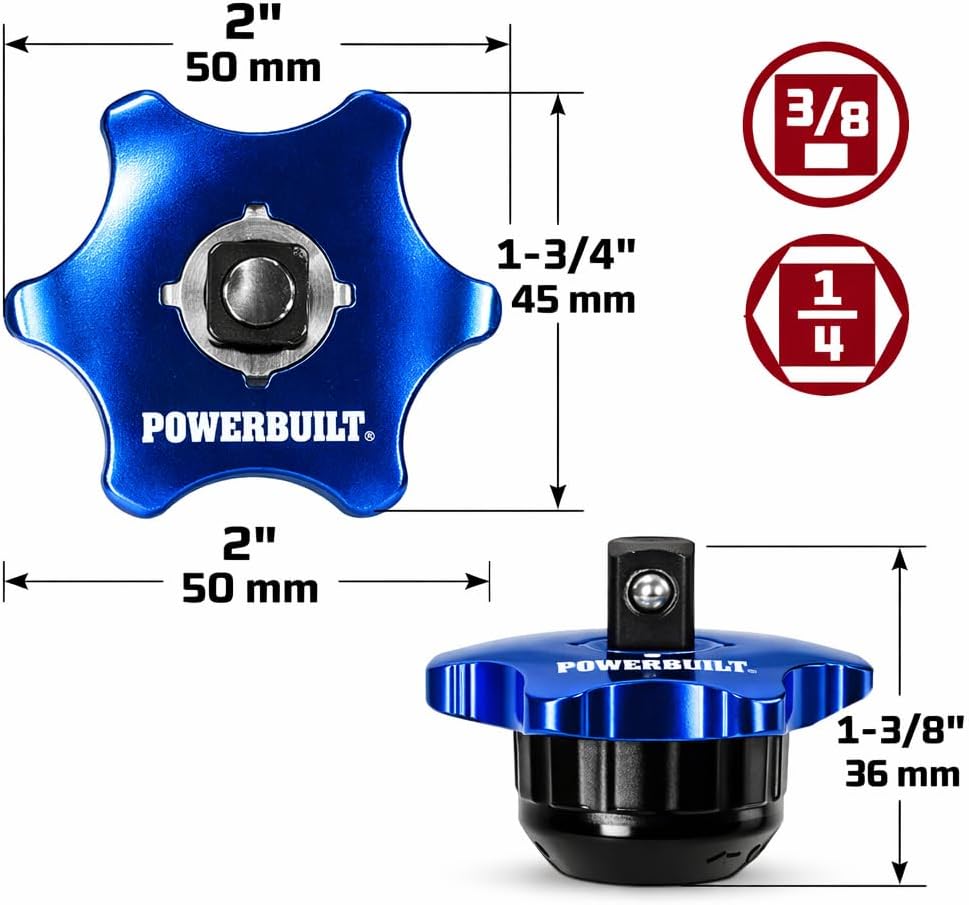 Powerbuilt 3/8 Inch Drive Palm Ratchet Handle, Finger Ratchet, Stubby Thumb Ratchet 2-in-1 for Tight Spaces - 941264
