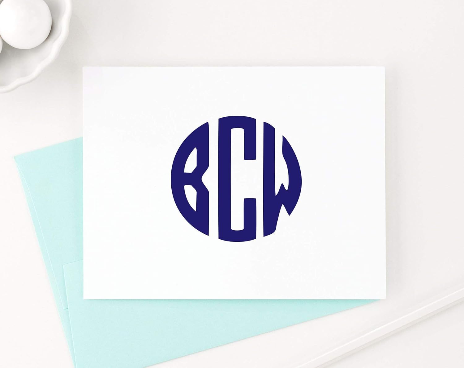 Classic Circle Monogram Stationary Set FOLDED NOTE CARDS, Personalized Stationary Set, Personalized Monogram Stationery Set, Your Choice of Colors and Quantity