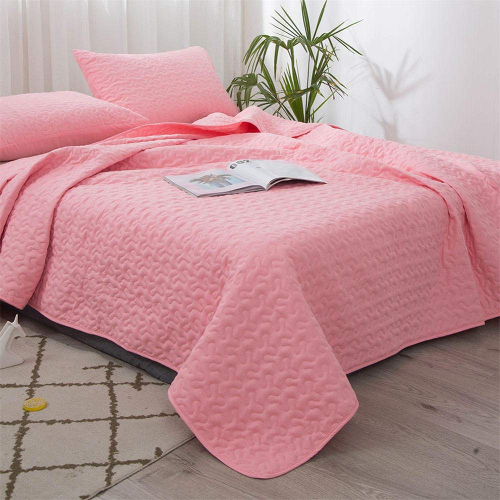 Cubierta de cama acolchada rosa de 230x250 cm con dos fundas de almohada