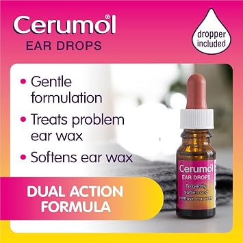 Dual Action Ear Drops, 10ml, Gentle Formulation, Helps Relieve Symptoms of Ear Wax, Softens Earwax, Dropper Included