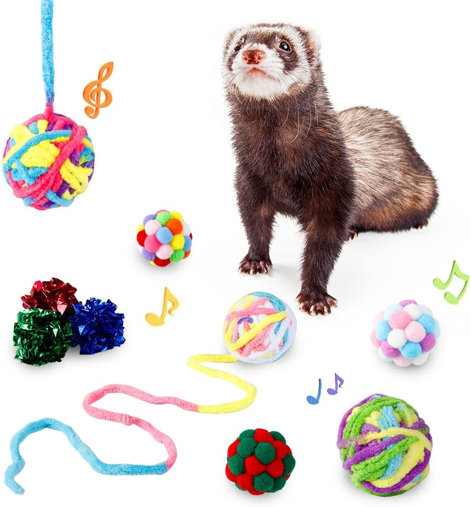 CheeFun Ferret Ball Interactive Toys Woolen Yarn Chewing Kicker Toy Balls with