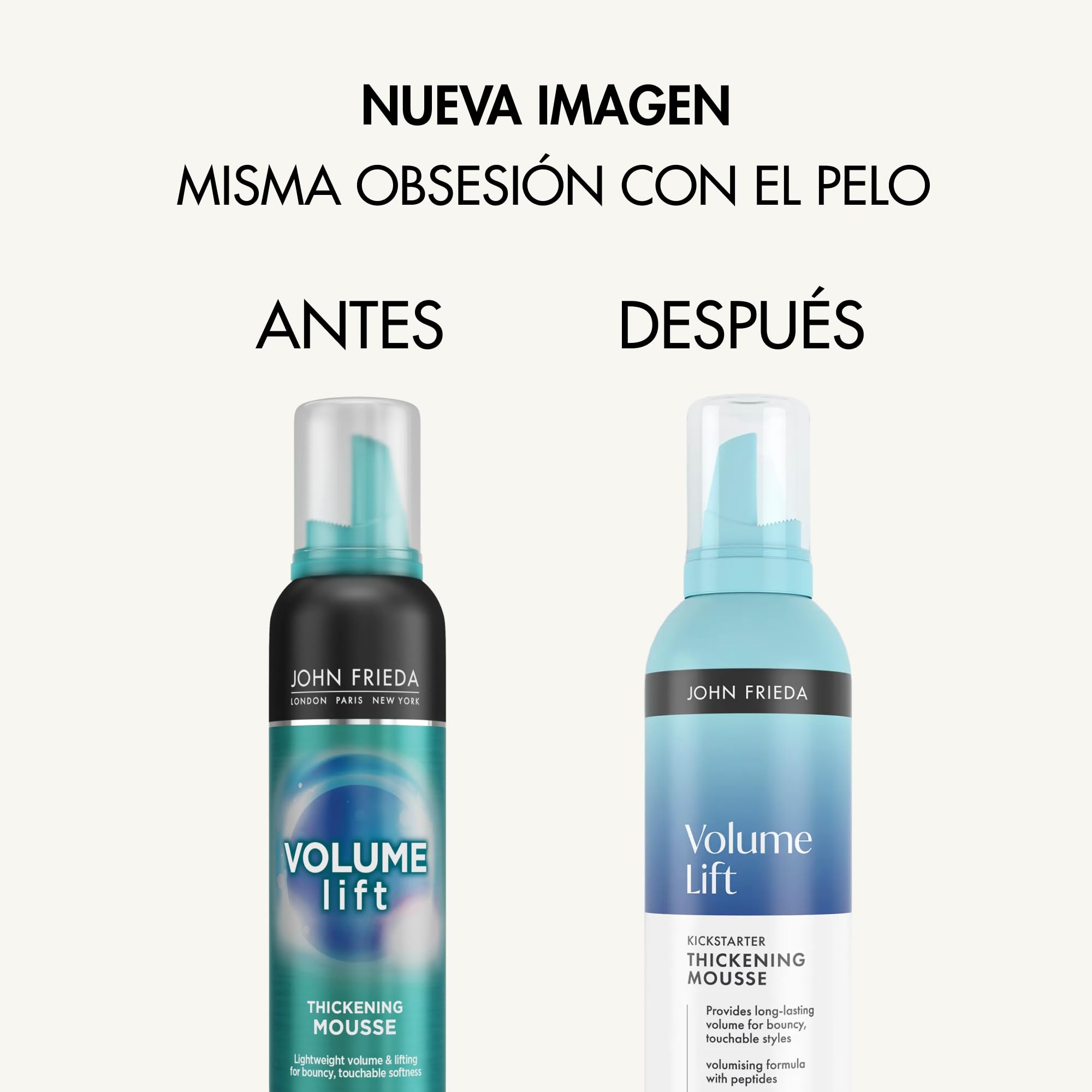 John Frieda Volume Lift Espuma Voluminizadora | Aporta Volumen y Cuerpo Duradero | Cabello Fino sin Volumen | Textura Ligera sin Apelmazar | Acabado Flexible y Natural | 200 ml