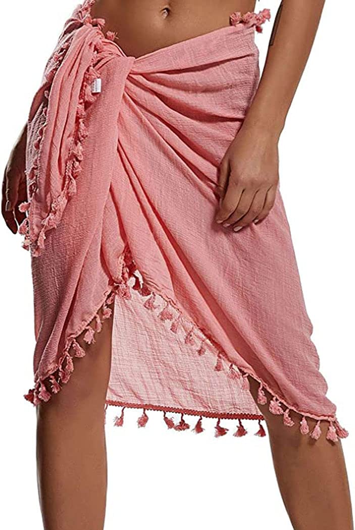 DavicherMujeres Sarong Beach Pareo Tassel Beach Falda Pareo Seaside Mujeres Vestido de Playa Mujeres Bikini Cover Up Multiusos Beach Wrap Sarong Cover Ups