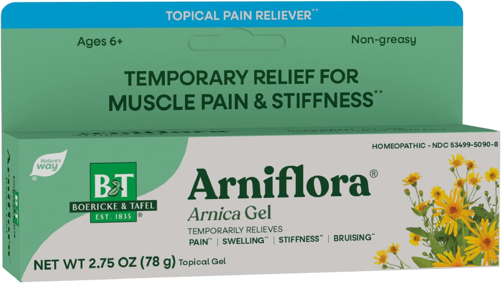Nature's Way Boericke & Tafel Arniflora Arnica Natural Topical Pain Reliever Gel Maximum Strength 2.75Oz 2.75 ounces