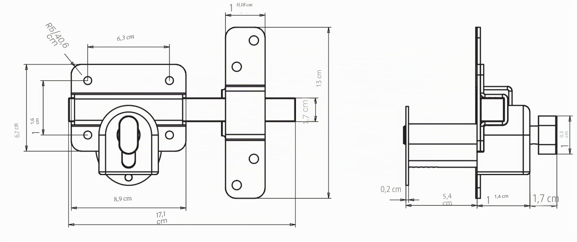 GateMate Serrure de portail à longue portée 1490106, profil européen pour abris de jardin, portails et portes de garage, clés extérieures et intérieures, en acier inoxydable 316, pour portails et