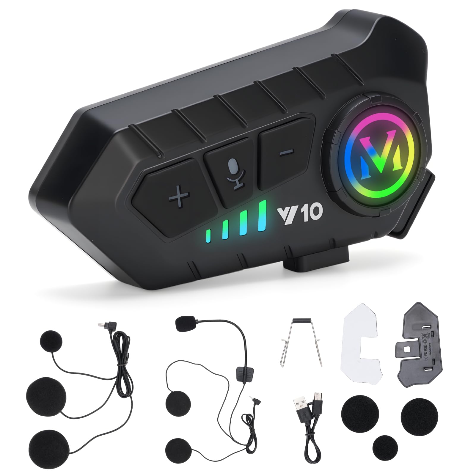 Auricolare Casco Moto, 5.3 Bluetooth Cuffie Casco Moto, Y10 Interfono Casco con IPX6 Impermeabile, Smart Connessioni, Risposta Automatica, Cancellazione del Doppio Rumore