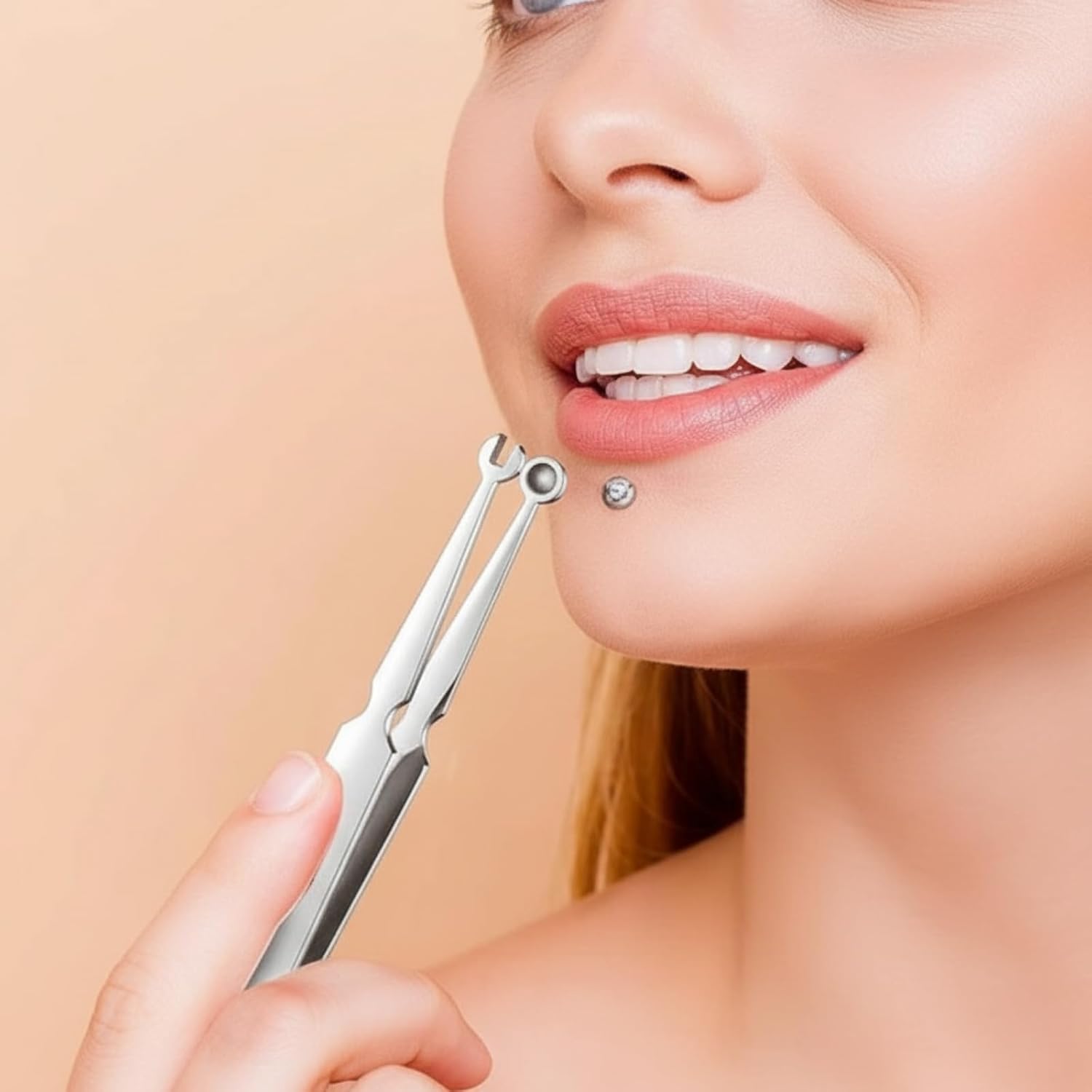 Lothee 2 Pcs Piercing Clamps Pliers Piercing Ball Grabber Tool Stainless Steel Forceps Barbell Changing Jewelry Clamp Tweezers for Tongue Rings Labret Earrings